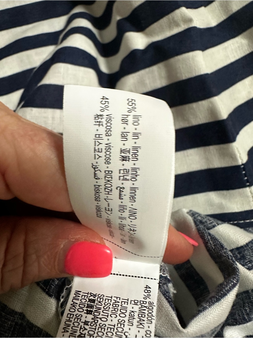 Zara Navy and White Striped Short Sleeve Button-Shoulder Top - Picture 6 of 10